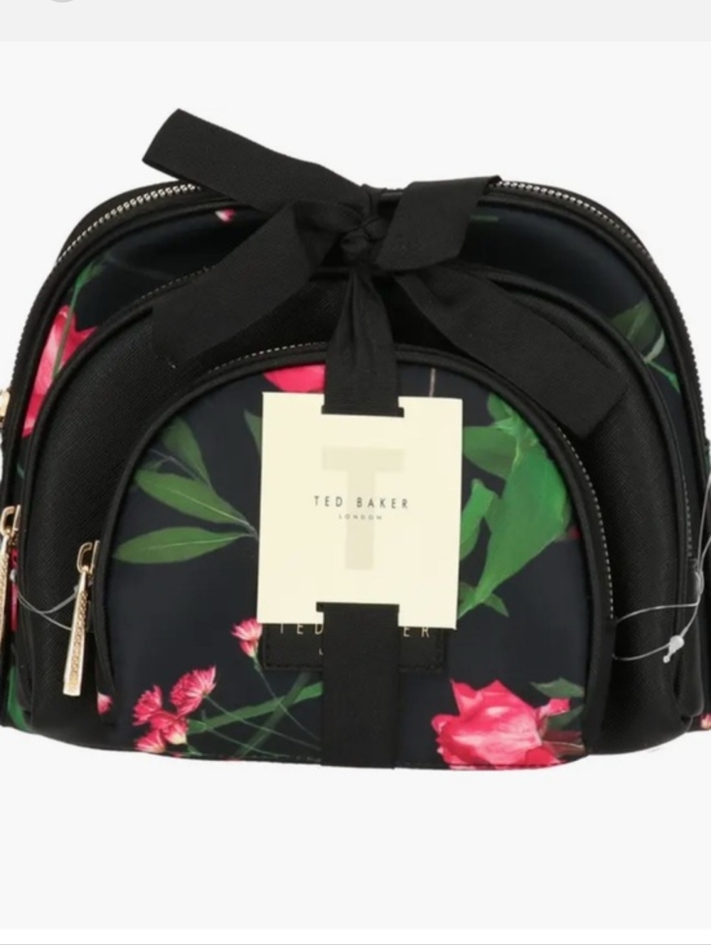 Ted Baker Black Floral Scattered Bouquet Three Piece Cosmetic Bag Gift Set